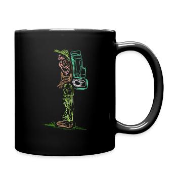Line Design Lineart Backpacker On Camping - Mug uni - noir - Droite