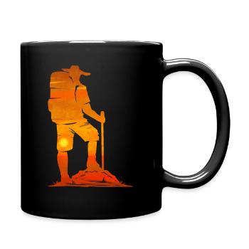 Backpacker In The Sunset While Hiking - Tasse einfarbig - Schwarz - Rechts