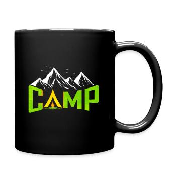 Logo Camp In Tent In The Mountains On Camping - Tasse einfarbig - Schwarz - Rechts