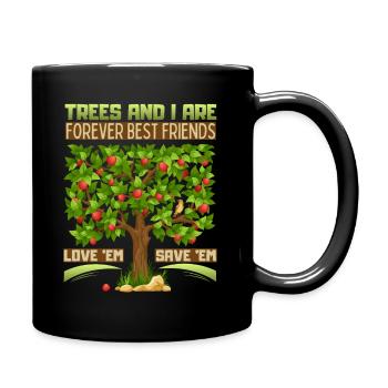 Apple tree illustration, nature conservation, saying - Full Colour Mug - black - Right