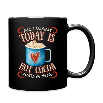 Chocolat chaud, drôle de dicton, sentiments, câlin - Mug uni - noir - Droite