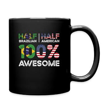 Born Brazilian Brazil American USA Citizenship - Full Colour Mug - black - Right