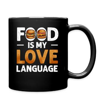 Essen ist meine Liebessprache - Tasse einfarbig - Schwarz - Rechts