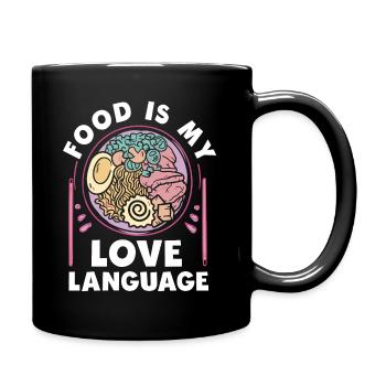 Essen ist meine Liebessprache - Tasse einfarbig - Schwarz - Rechts
