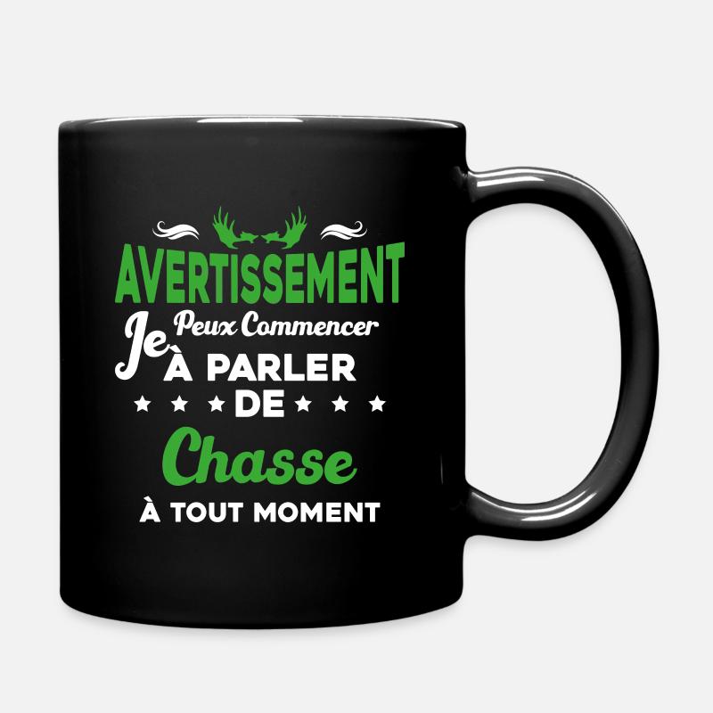 Parler de chasse à tout moment Humour chasseur - Mug uni - noir