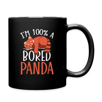 Red Panda Bored Cute Animal Lazy Animal Lover - Full Colour Mug - black - Right