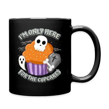 Cupcake d’Halloween avec crâne et cercueil - Mug uni - noir - Droite