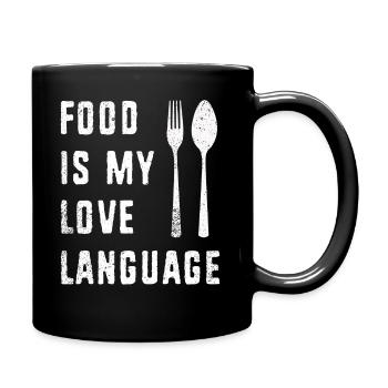 Essen ist meine Liebessprache - Tasse einfarbig - Schwarz - Rechts