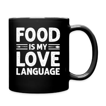 Essen ist meine Liebessprache - Tasse einfarbig - Schwarz - Rechts