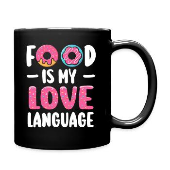 Essen ist meine Liebessprache - Tasse einfarbig - Schwarz - Rechts