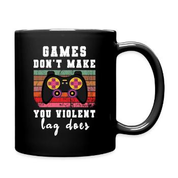 Games don't make violent lag does funny gamer - Full Colour Mug - black - Right