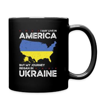 Born Ukrainian Ukraine American USA Citizenship - Full Colour Mug - black - Right