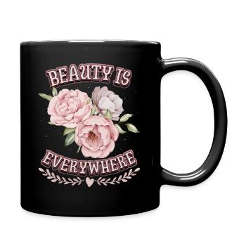Roses vintage, pivoine, fleur de pivoine, dicton - Mug uni - noir - Droite