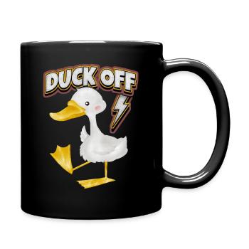 Comic duck, funny saying Duck-Off, Pun - Full Colour Mug - black - Right