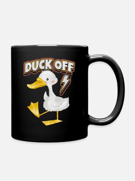 Comic Ente, lustiger Spruch Duck-Off, Pun - Tasse einfarbig - Schwarz