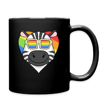 Regenbogen - Zebra mit Brille - Tasse einfarbig - Schwarz - Rechts