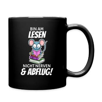 Lesen Buch Bücher Leser Geschenk - Tasse einfarbig - Schwarz - Rechts