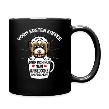 Café et chien Aussiedoodle - Mug uni - noir - Droite