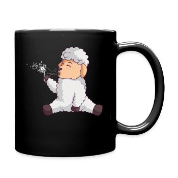Un mouton mignon souffle un mouton pissenlit - Mug uni - noir - Droite
