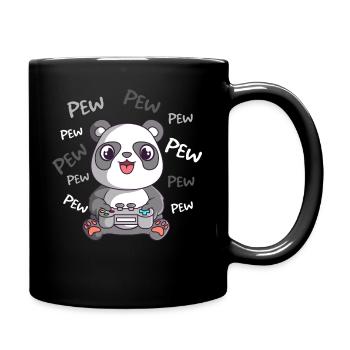 Pew Pew Pew Cute Panda Gamer Gaming - Full Colour Mug - black - Right
