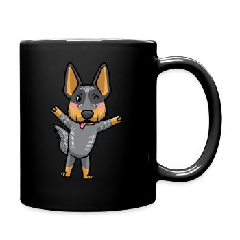 Australian Cattle Hund Blue Heeler Kawaii Emoticon - Tasse einfarbig - Schwarz - Rechts