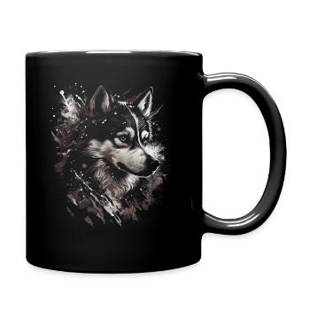 Siberian Husky Hund - Tasse einfarbig - Schwarz - Rechts