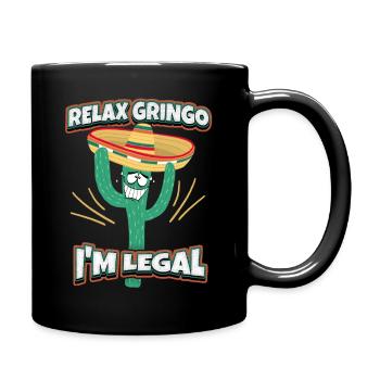 Lustiger-Kaktus Mexiko, Comic-Sombrero, Spruch - Tasse einfarbig - Schwarz - Rechts