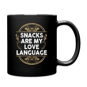 Snacks sind meine Liebessprache - Tasse einfarbig - Schwarz - Rechts