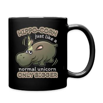 Nilpferd, Flusspferd, Spruch, Einhorn-Unicorn - Tasse einfarbig - Schwarz - Rechts