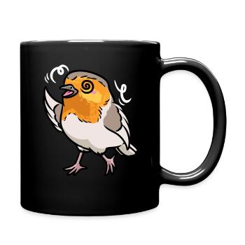 Robin Bird Kawaii Emoticon - Full Colour Mug - black - Right