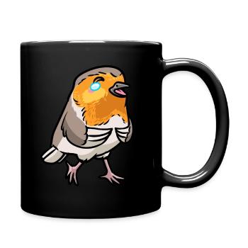 Robin Bird Kawaii Emoticon - Full Colour Mug - black - Right