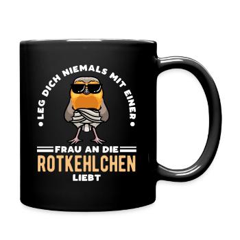 Rotkehlchen Vogel - Tasse einfarbig - Schwarz - Rechts