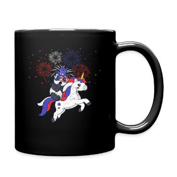 Panda Unicorn American Flag Fourth of July - Full Colour Mug - black - Right