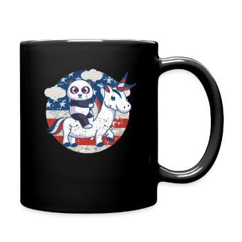 Panda Unicorn American Flag Fourth of July - Full Colour Mug - black - Right