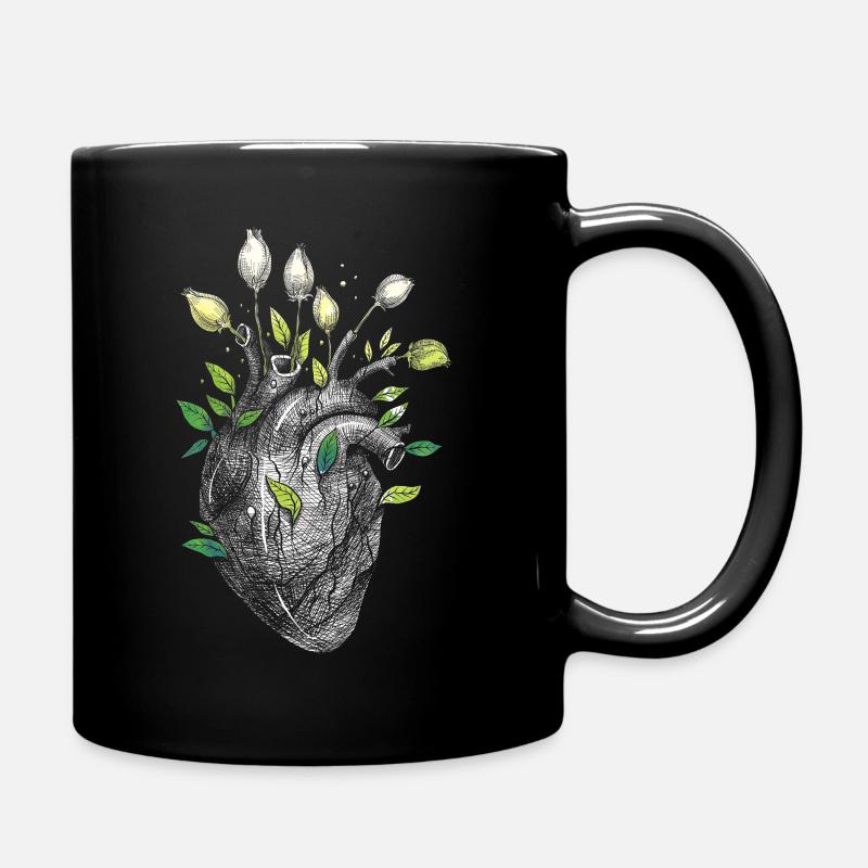 Cœur anatomique et fleurs - Mug uni - noir