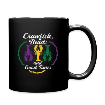 Mardi Gras Beads Carnival Crawfish Party Drinking - Full Colour Mug - black - Right