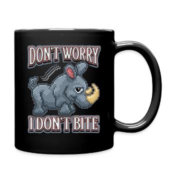 Rhinoceros, rhinoceros, funny saying, pixel art - Full Colour Mug - black - Right