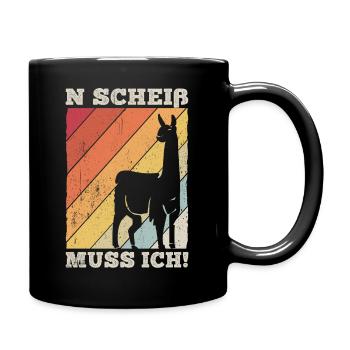 N Scheiß Muss Ich! Lama Sonnenbrille Spruch Rebell - Tasse einfarbig - Schwarz - Rechts