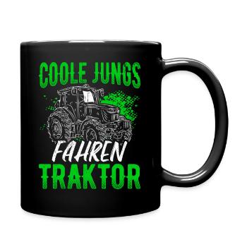 Traktorfahrer Treckerfan Landwirt Geschenk Bauerho - Tasse einfarbig - Schwarz - Rechts