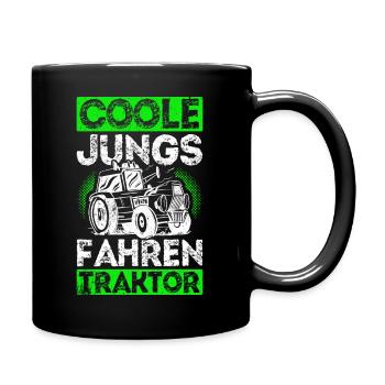 Traktorfahrer Treckerfan Landwirt Ackerbauer Spruc - Tasse einfarbig - Schwarz - Rechts