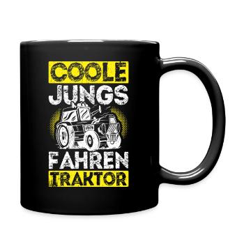 Traktorfahrer Treckerfan Landwirt Ackerbauer Treck - Tasse einfarbig - Schwarz - Rechts