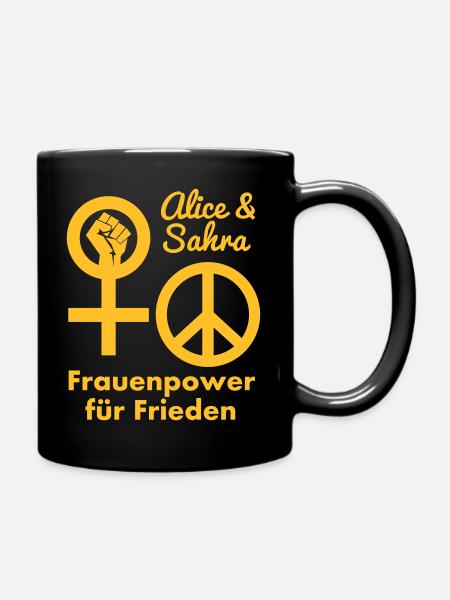 Mit Frauenpower für den Frieden - Tasse einfarbig - Schwarz