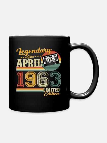 April 1963 Jahrgang Vintage Retro Geburtstag - Tasse einfarbig - Schwarz