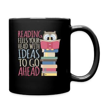 Reading Book Bookworm Library Owl Bookworm - Full Colour Mug - black - Right