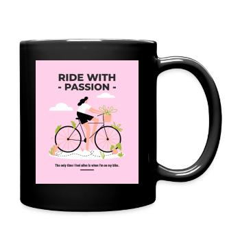 Ride with passion - Tasse einfarbig - Schwarz - Rechts