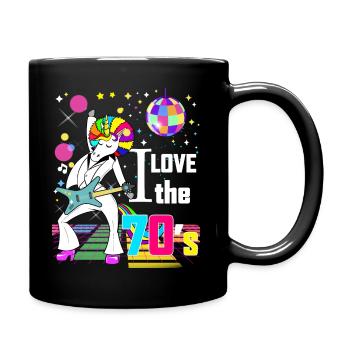 Unicorn Guitarist Vintage Year 70 Disco Dance - Full Colour Mug - black - Right