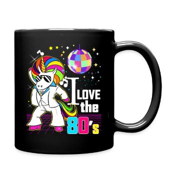 Unicorn Cup Afro Retro Jahrgang 80 - Tasse einfarbig - Schwarz - Rechts