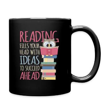 Reading Book Bookworm Library Owl Bookworm - Full Colour Mug - black - Right