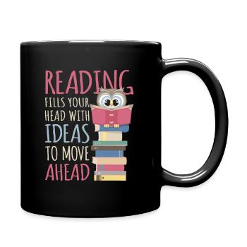 Bookworm reading Book Bookworm Library Owl - Full Colour Mug - black - Right