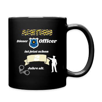 Polizei - 2. Geburtstag, für alle Polizeifans - Tasse einfarbig - Schwarz - Rechts